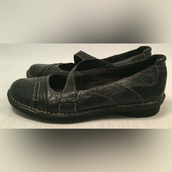 Clarks MaryJane Textured Pebble Genuine Leather Shoe Bendable- Black-EUC-Sz8.5W - Picture 16 of 16